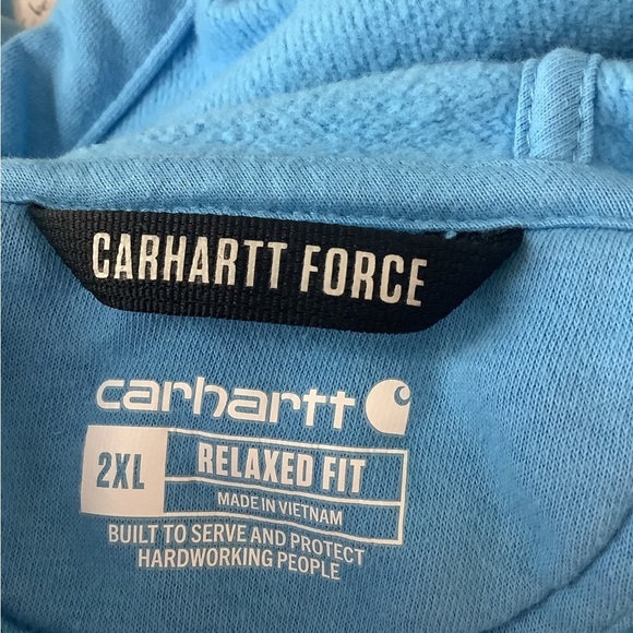 2023 Reléase Carhartt Force Sky Blue Sweatshirt with Gold Logo 2XL - Picture 5 of 9